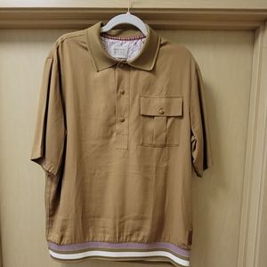 Scotch & Soda Tencel With Ribbed Trim Polo Size L Tan